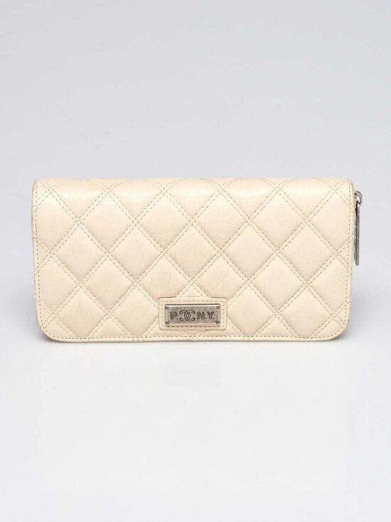 CHANEL Handbags - Chanel Dark White Quilted Leather (PNY- Paris New York) Zippy Wallet